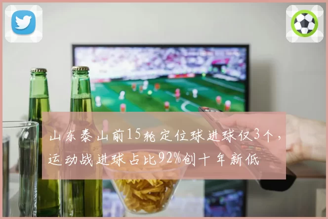 山东泰山前15轮定位球进球仅3个，运动战进球占比92%创十年新低
